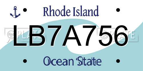 LB7A756 Rhode Island License Plate