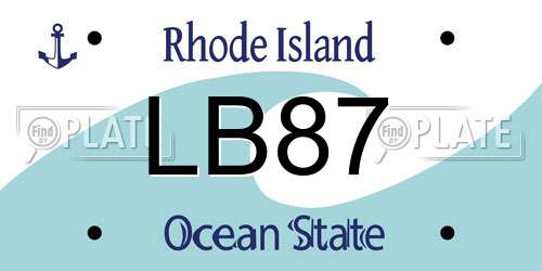 LB87 Rhode Island License Plate