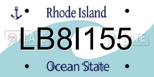 LB8I155 Rhode Island License Plate