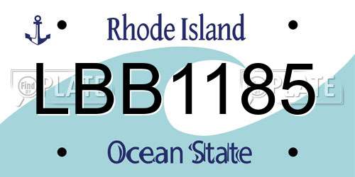 LBB1185 Rhode Island License Plate