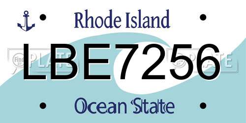 LBE7256 Rhode Island License Plate