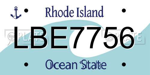 LBE7756 Rhode Island License Plate