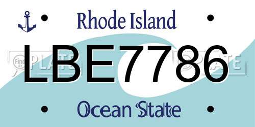 LBE7786 Rhode Island License Plate