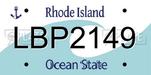 LBP2149 Rhode Island License Plate