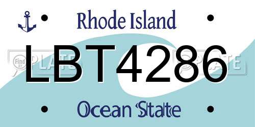 LBT4286 Rhode Island License Plate