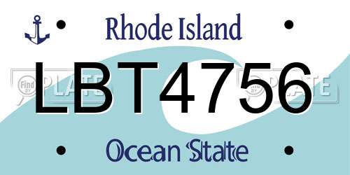LBT4756 Rhode Island License Plate