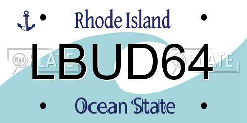 LBUD64 Rhode Island License Plate