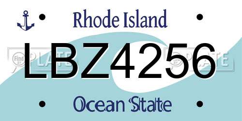 LBZ4256 Rhode Island License Plate