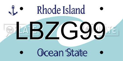 LBZG99 Rhode Island License Plate