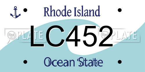 LC452 Rhode Island License Plate