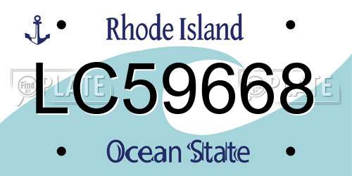 LC59668 Rhode Island License Plate