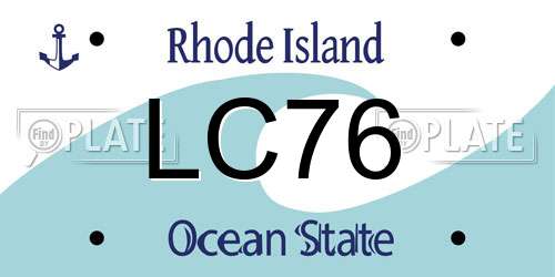 LC76 Rhode Island License Plate