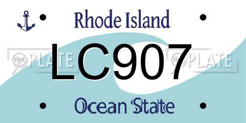 LC907 Rhode Island License Plate