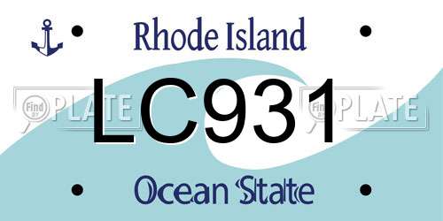 LC931 Rhode Island License Plate