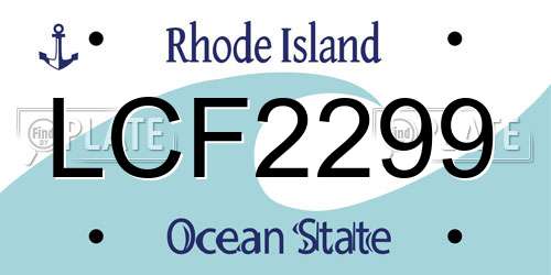 LCF2299 Rhode Island License Plate