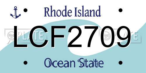 LCF2709 Rhode Island License Plate