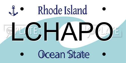 LCHAPO Rhode Island License Plate