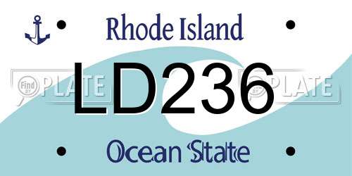 LD236 Rhode Island License Plate