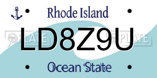 LD8Z9U Rhode Island License Plate