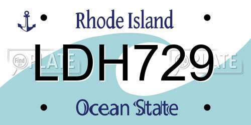 LDH729 Rhode Island License Plate
