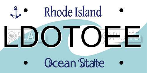 LDOTOEE Rhode Island License Plate