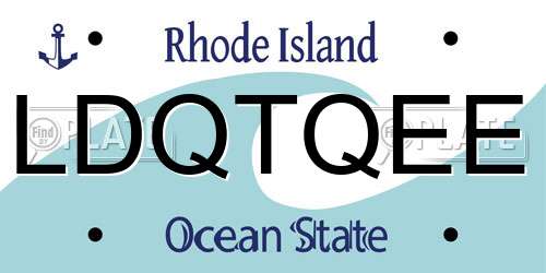 LDQTQEE Rhode Island License Plate
