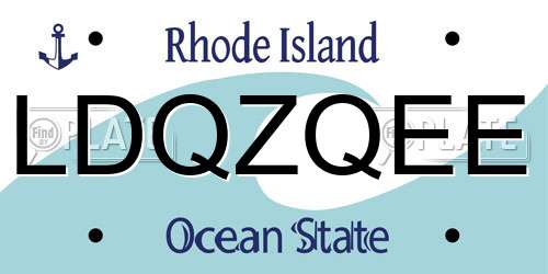LDQZQEE Rhode Island License Plate
