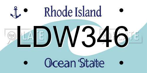 LDW346 Rhode Island License Plate