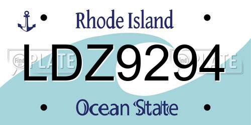LDZ9294 Rhode Island License Plate