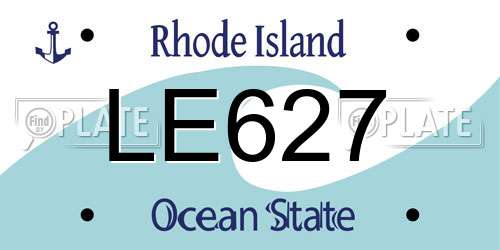 LE627 Rhode Island License Plate