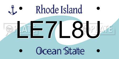 LE7L8U Rhode Island License Plate