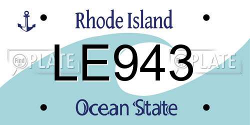 LE943 Rhode Island License Plate