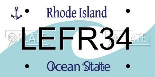 LEFR34 Rhode Island License Plate