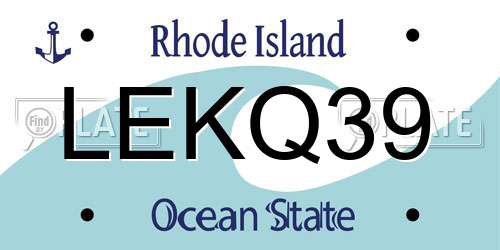 LEKQ39 Rhode Island License Plate