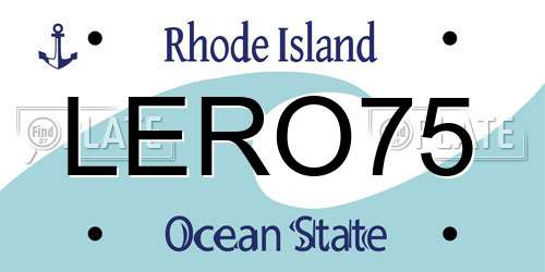 LERO75 Rhode Island License Plate