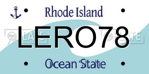 LERO78 Rhode Island License Plate