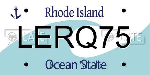 LERQ75 Rhode Island License Plate