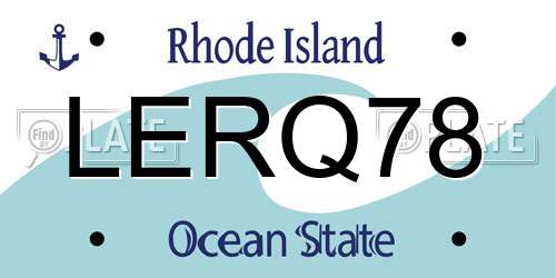 LERQ78 Rhode Island License Plate