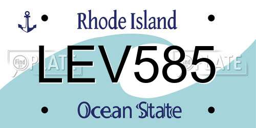 LEV585 Rhode Island License Plate
