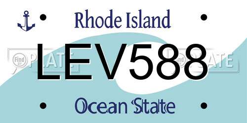 LEV588 Rhode Island License Plate