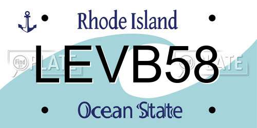 LEVB58 Rhode Island License Plate