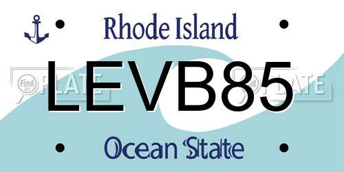 LEVB85 Rhode Island License Plate