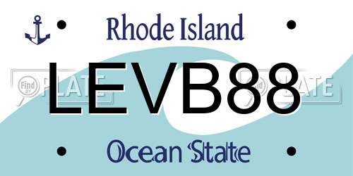 LEVB88 Rhode Island License Plate