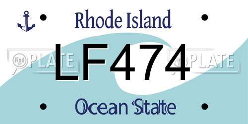 LF474 Rhode Island License Plate