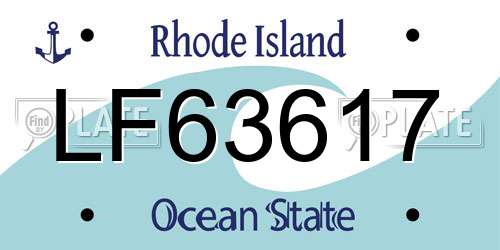 LF63617 Rhode Island License Plate