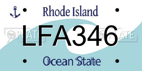 LFA346 Rhode Island License Plate