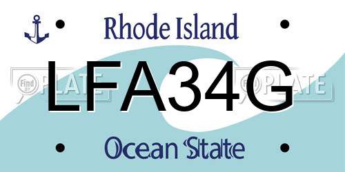 LFA34G Rhode Island License Plate