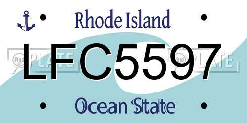 LFC5597 Rhode Island License Plate