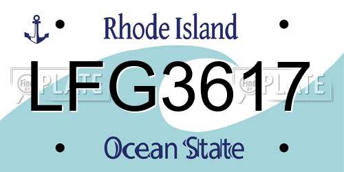 LFG3617 Rhode Island License Plate