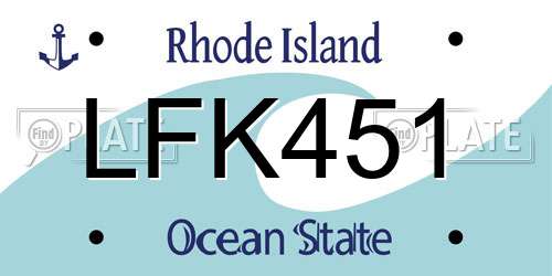 LFK451 Rhode Island License Plate
